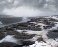 Picturesque Selfoss autumn dull day view, north Iceland