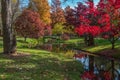 Ball Ground, Georgia USA - November 16, 2018 Gibbs gardens in autumn at the pond Royalty Free Stock Photo