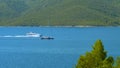 Picturesque shot of boats and yacht sailing around beautiful coast in Croatia