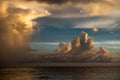 Picturesque shot of dense clouds over the Gulf of Mexico during sunset