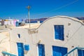 Old cave houses at Therasia island cliff top Cyclades Greece