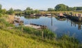 Picturesque small port situated on a Dutch river Royalty Free Stock Photo