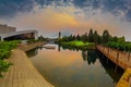 Picturesque Spokane River Front Park under a bright sunset sky Royalty Free Stock Photo