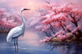 Picturesque Spring scenery crane. Generate Ai