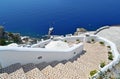 Picturesque staircase down to the sea, Oia, Santorini.