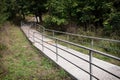 Picturesque staircase with iron railings in the city park. Image for your creative design