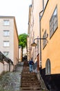 Picturesque steps with colorful houses in Sodermalm in Stockholm