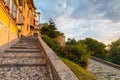 Picturesque stone staircase. Sacro Monte of Varese, medieval village, Italy - UNESCO site