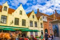 Picturesque street in Bruges historic center Belgium Royalty Free Stock Photo