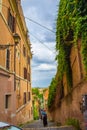 Picturesque street in historic Rome city Italy