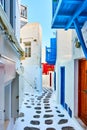 Picturesque street in Mykonos town Royalty Free Stock Photo