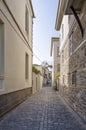 Picturesque street in Myrina, Lemnos island, Greece