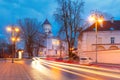 Picturesque Street at night, Vilnius, Lithuania