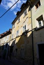 Picturesque street with old houses in Ljubljana city center Royalty Free Stock Photo