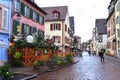 Picturesque street in Colmar, Alsace, France.