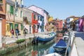 Picturesque streets of Burano Island in Venice