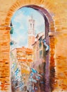 Siena, Italy watercolors painted