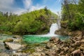 Picturesque Sum waterfall on Radovna river in the end of Vintar gorge, Slovenia
