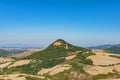 Picturesque summer landscape of hills, farms and pastures. Tuscany, Italy