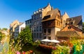 Summer landscape overlooking the streets and canals of Strasbourg