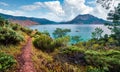 Picturesque summer seascape of Mediterranean sea. Colorful morning view of Adrasan beach with Moses Mountain on background, Turkey Royalty Free Stock Photo