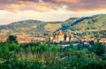 Picturesque summer view of Fortified Church of Biertan, UNESCO World Heritage Sites since 1993. Sunny morning cityscape of Biertan