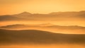 Picturesque sunrise misty Tuscany, Italy