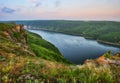 Picturesque sunrise over the river canyon Royalty Free Stock Photo