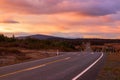 Picturesque sunrise over State Highway,Te Anau, New Zealand