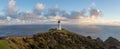 Picturesque sunrise panorama with Cape Reinga lighthouse, New Zealand Royalty Free Stock Photo