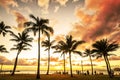 Picturesque sunset along Waikiki Beach