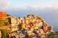 Picturesque sunset in colorful Manarola