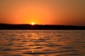 Picturesque sunset in Danube delta natural reserve Royalty Free Stock Photo