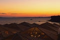 Picturesque Sunset Landscape Photo Of Luxury Beach In Red Sea. View From The Roof. Sharm El Sheikh, Egypt. Summer Vacation Concept