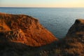 Picturesque sunset landscape of Stanislav mountains and the Black sea