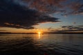 Picturesque sunset landscape on the Volga River