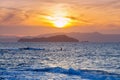 Chania. Sunset over the islands. Royalty Free Stock Photo