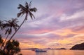Picturesque sunset over the island of Culion in the Philippines Royalty Free Stock Photo