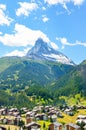 Picturesque Swiss village Zermatt with famous Matterhorn in background. Amazing nature, Switzerland. The summer Alps. Alpine