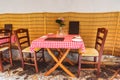 Picturesque tables and chairs in a narrow alley in old town Sorrento Royalty Free Stock Photo