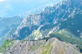 Picturesque top panoramic view of the rocky mountain ridge