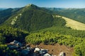 Picturesque top scenic view lonely mountain peak pine forest green cover gorgeous summer vivid color time landscape and rocky Royalty Free Stock Photo