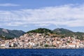 The picturesque town of Plomari, in Lesvos island, Greece Royalty Free Stock Photo