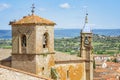 Picturesque townscape with bell towers and storks in Trujillo, Spain Royalty Free Stock Photo