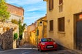 Typical narrow streets of Hyeres on sunny autumn day, France