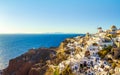 Picturesque traditional villas and scenery of Oia town Santorini Greece Royalty Free Stock Photo