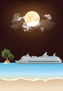 Cruise ship anchored at night Royalty Free Stock Photo