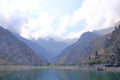 Picturesque Urungach lake in mountains on early autumn in Uzbekistan Royalty Free Stock Photo