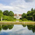 Picturesque view on abbots palace in Oliwa park in Gdansk Royalty Free Stock Photo