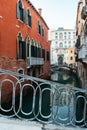 Picturesque view of ancient buildings, bridge and channel in Venice, Italy. Beautiful romantic italian city